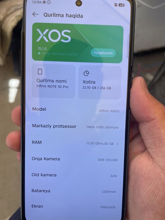 Infenix note 50 pro kafolat bilan