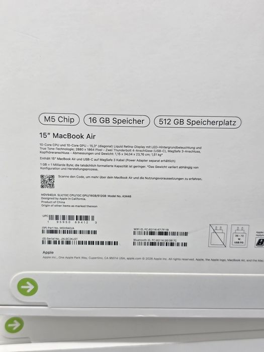 MacBook Air 15/ M5/ 16gb ram/ 512 SSD/ garantie/ SIGILAT/ silver