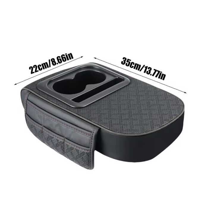 Подлакътник за автомобил – черен, с поставки за чашки и телефон