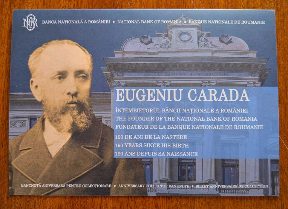 Bancnota numismatica comemorativa BNR 100 lei Eugeniu Carada