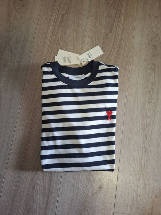 Tricou Ami cu dungi bleumarin