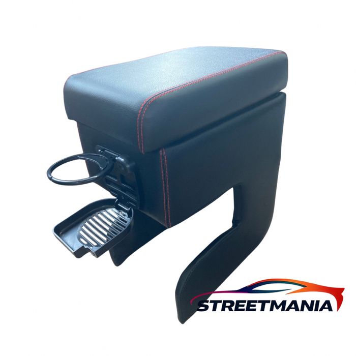 Универсален автомобилен подлакътник, кожен с поставка за чаша