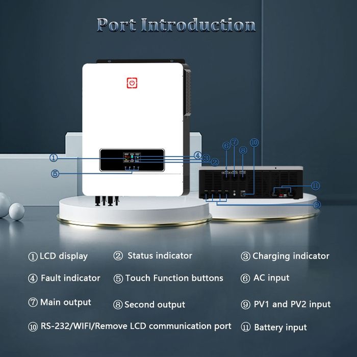 10.2KW 48V соларен хибриден инвертор Off-Grid MPPT 160A PV Max 500V