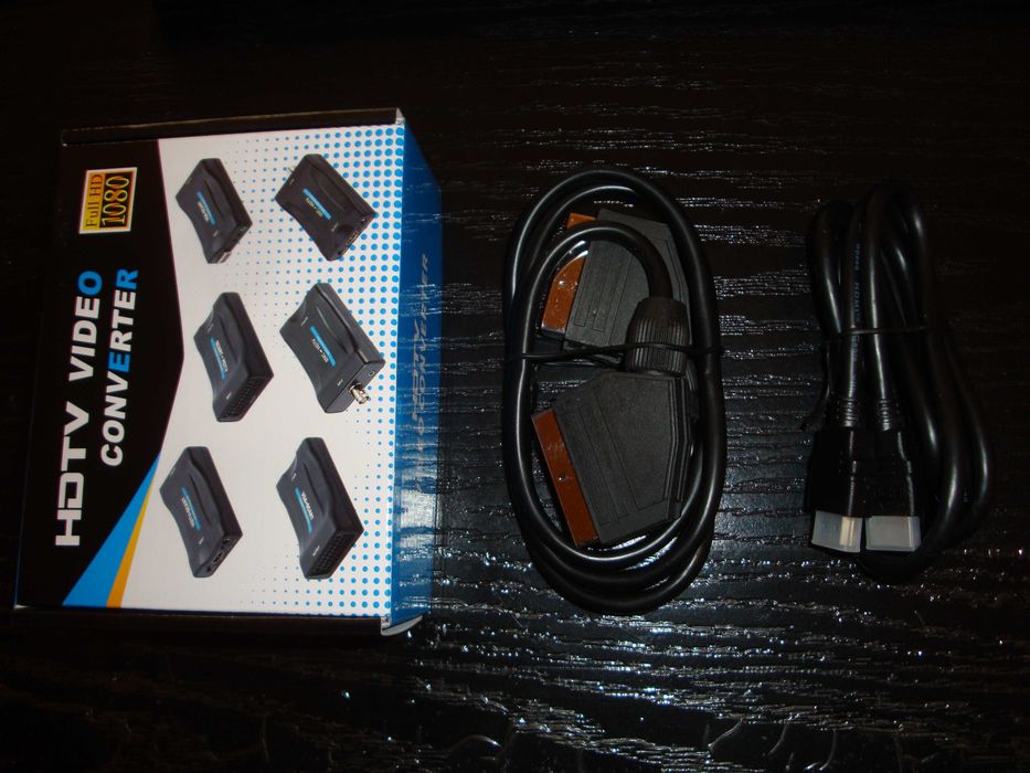 adaptor TV scart la HDMI FULL HD convertor video + cablu Scart + HDMI