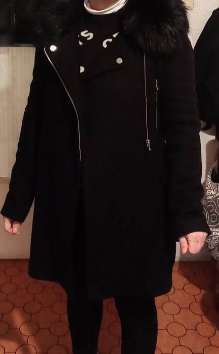 Дамско черно яке, палто ZARA