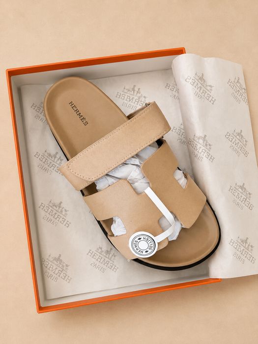 Дамски чехли Hermès Chypre Sandals – Бежови – Нови
