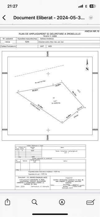 Teren intravilan 2000 / 2200