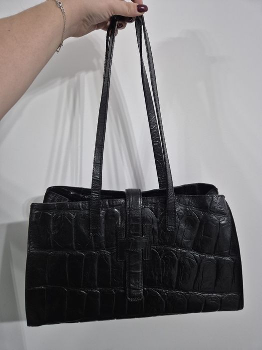 Geanta piele naturala neagra