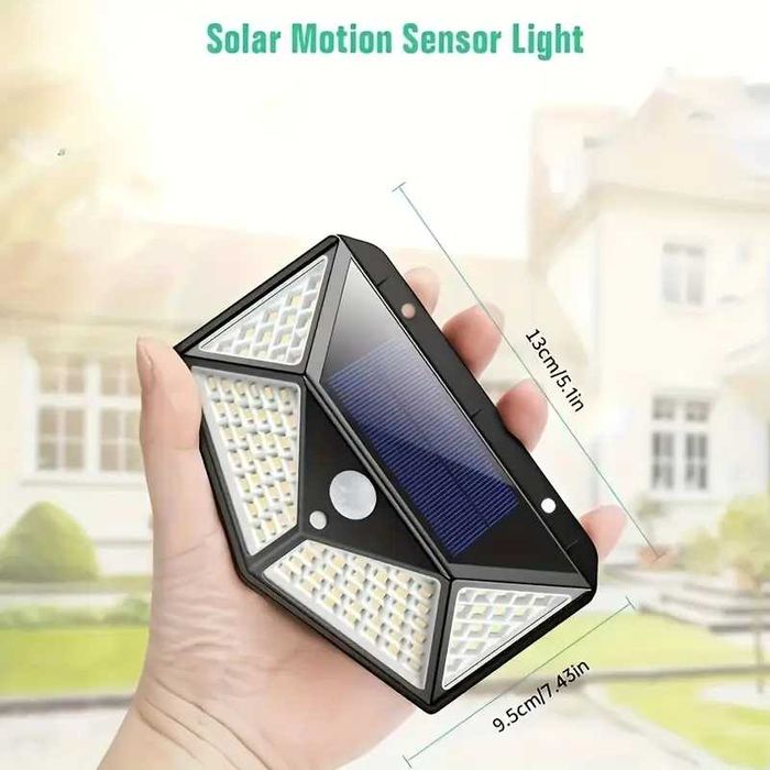 Соларен LED аплик лампа и сензор за движение за външна употреба