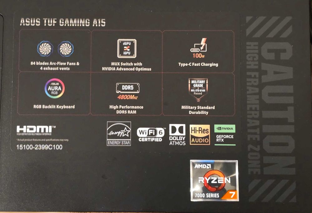 Laptop gaming ASUS TUF  FA507NU,Ryzen7 7735HS,8 nuclee,Game Ready