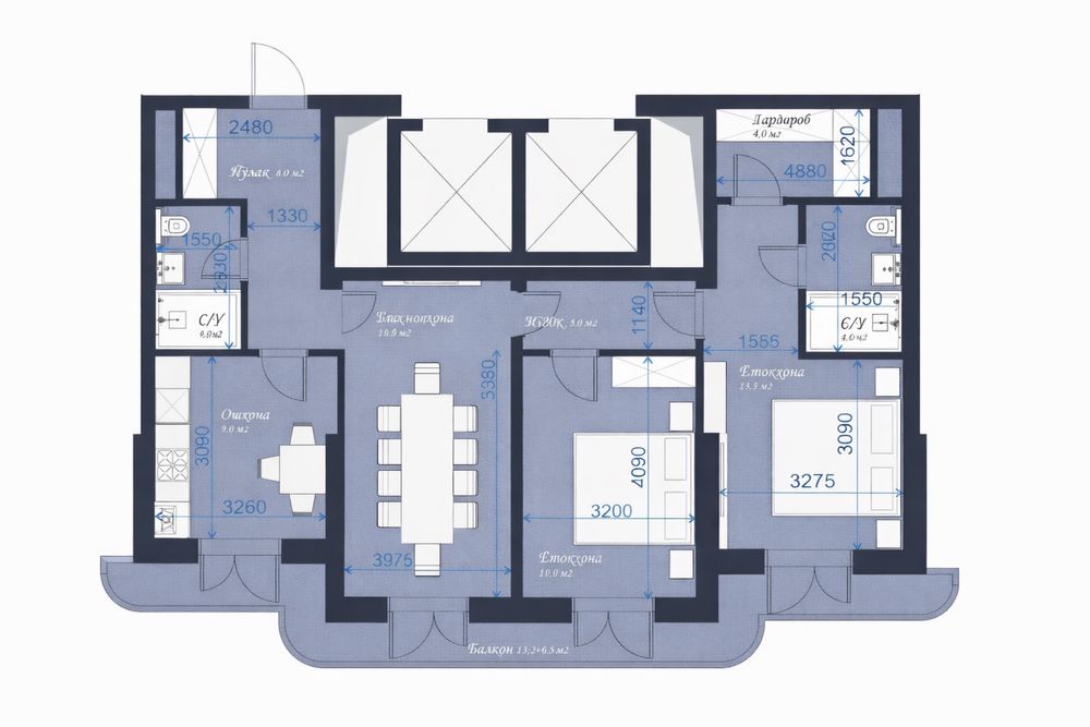 3-xonalik xonadon sotiladi 98 kv/metr  ISKANDAR BUILDING