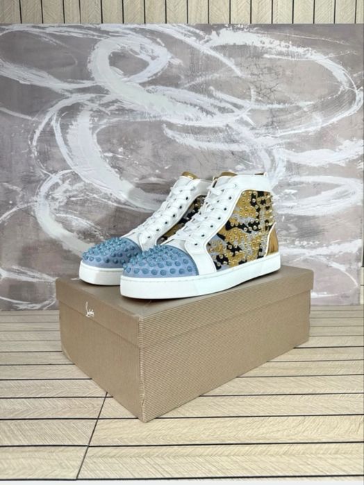 Sneakers Christian Louboutin High Top ( white/gold/babyblue ) 42