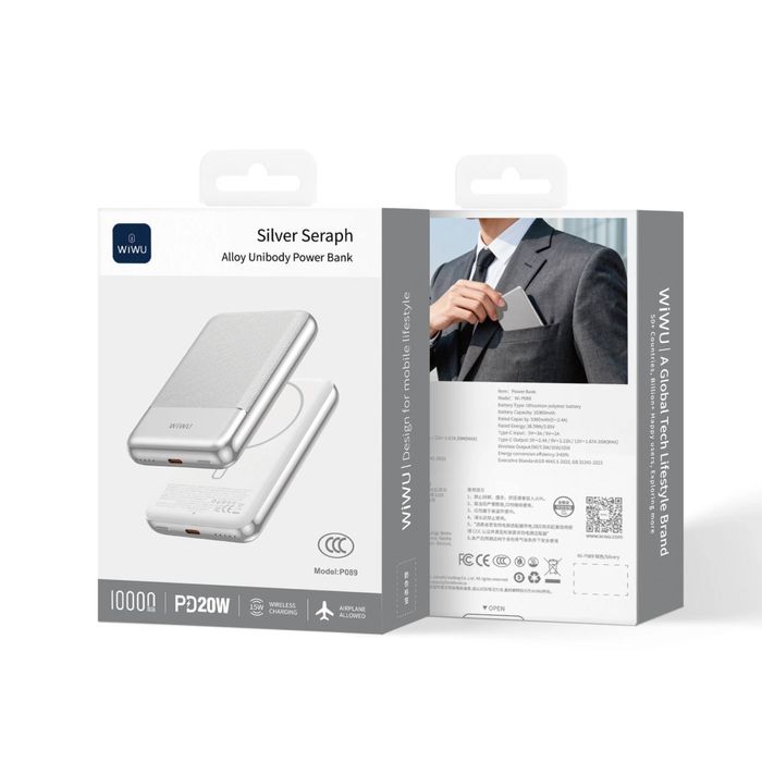 WiWU Silver Seraph 10000mAh / 5000mAh Ultra Thin 15W + PD 20W, CCC