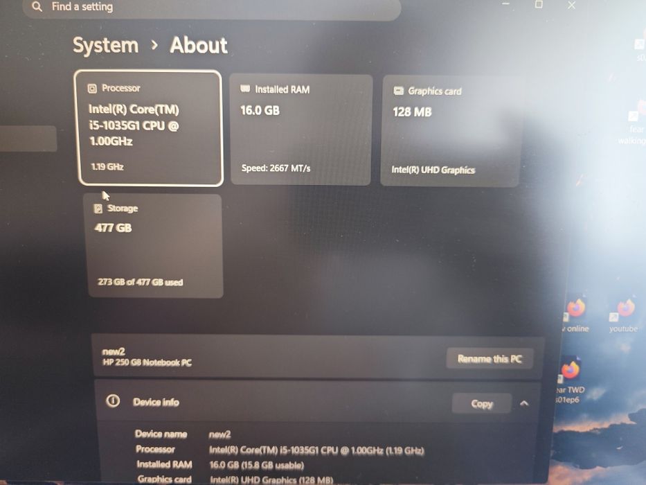 LAPTOP HP 250 G8 - I5 1035g1 10th-gen 4c8th, 8gb ddr4 , 256gb , bat90%+geanta+cooler