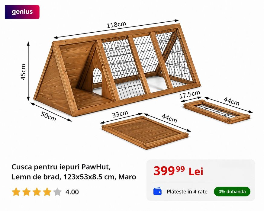 Căsuță animaluțe PawHut, nu este negociabil