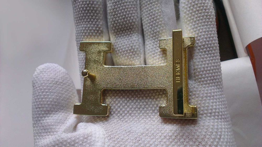 Колан hermes 118см 32mm дволицев Noir\ Gold ( кафяв / черен катарама златна )