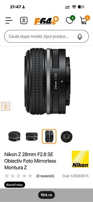 Obiectiv foto Nikkor 28 mm SE f2.8, Nikon full frame si APS -C