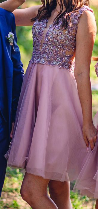 Розова шаферска/бална рокля XS