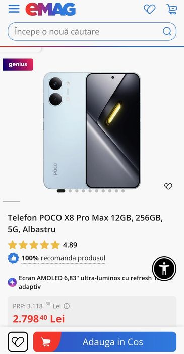 XIAOMI Poco X8 Pro Max 5G Blue 12/256 GB ca nou/fullbox/factură!