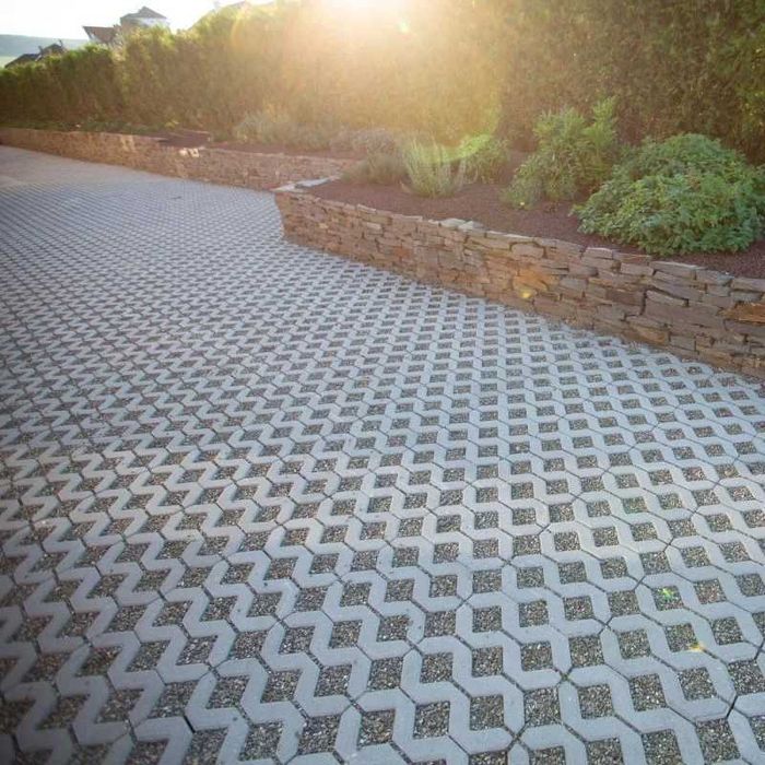 Pavaj beton, forma de grila, 400 x 400 x 80 mm, gri ciment