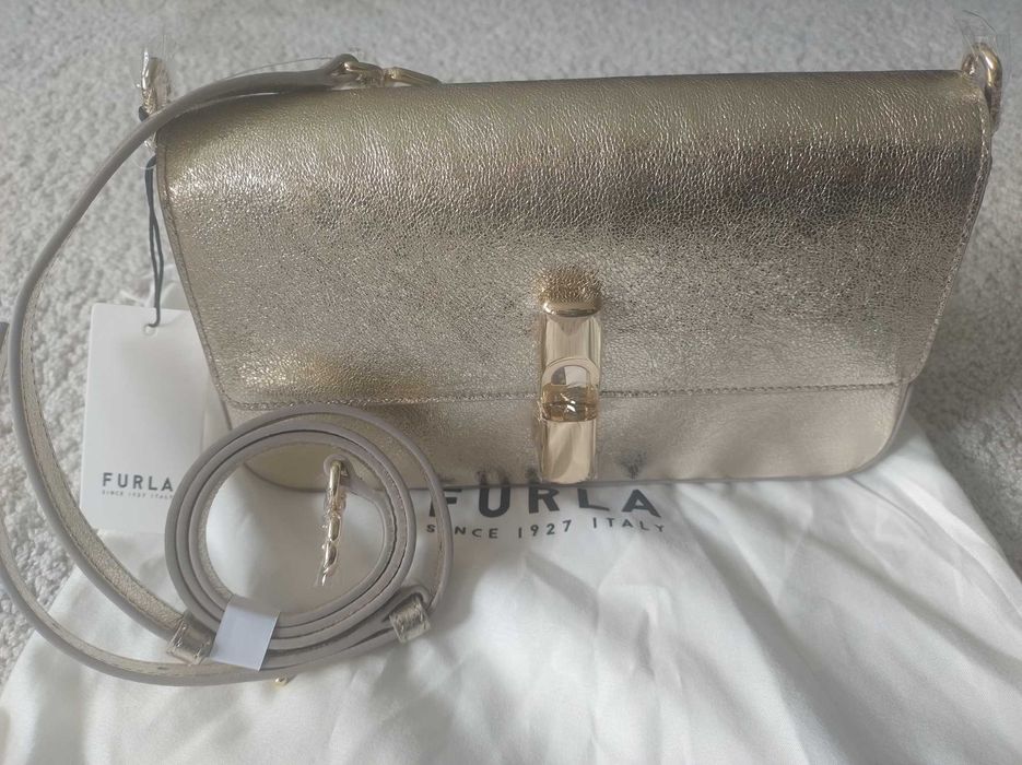 Furla iride gold, дамска чанта