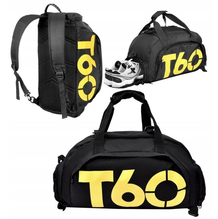 Спортен сак и раница Т90 2в1 за фитнес пътуване с отделение за обувки