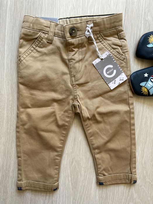 Нови панталонки Cubus 74см & нови кожени пантофки за бебе момче