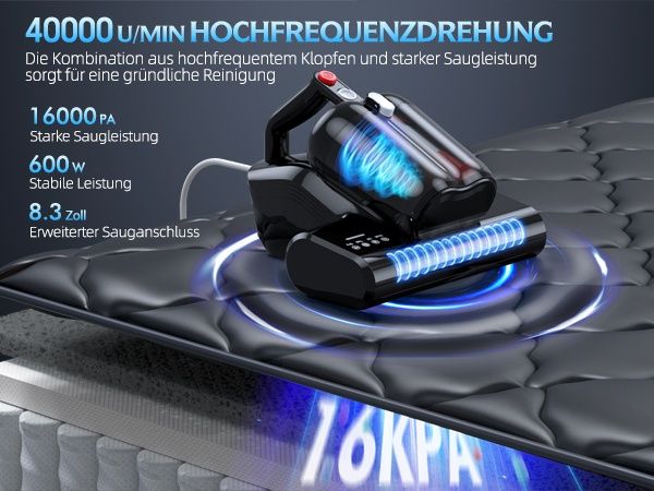Професионална UV-C прахосмукачка за матраци JPHYLL, 6 степенна филтрация, 600W, 16Kpa
