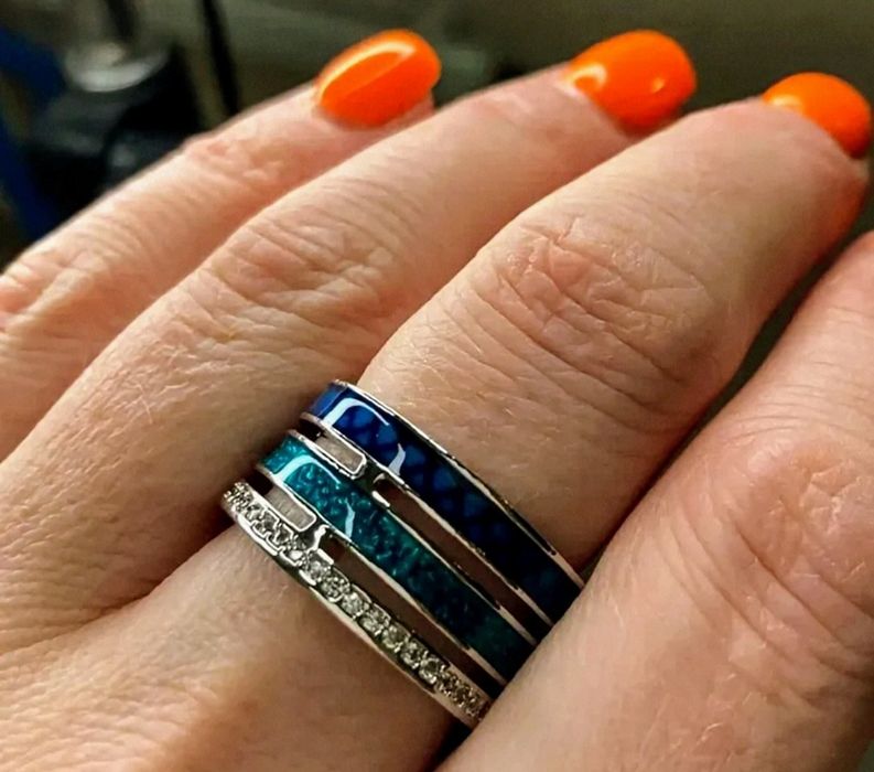 Серебряный Комплект Trinity с эмалью