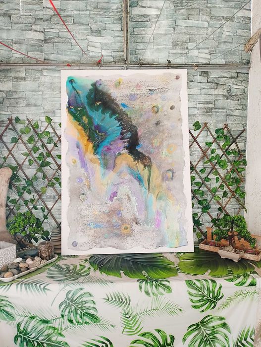 Ръчно рисувана картина от епоксидна смола с размери 100см. на 70см.