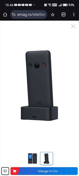 Telefon mobil varstnici TCLonetouch 4042s 4G, cu buton SOS, Gri inchis