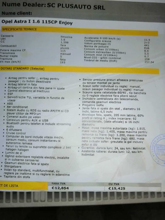 Vând autoturism Opel Astra J