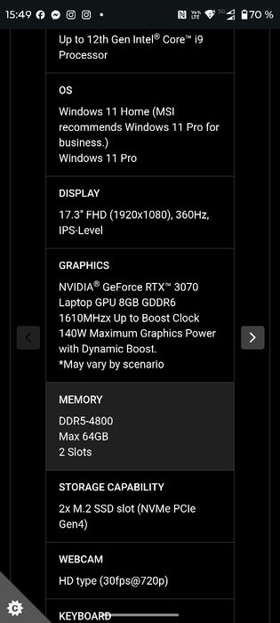 Laptop gaming msi crosshair 17