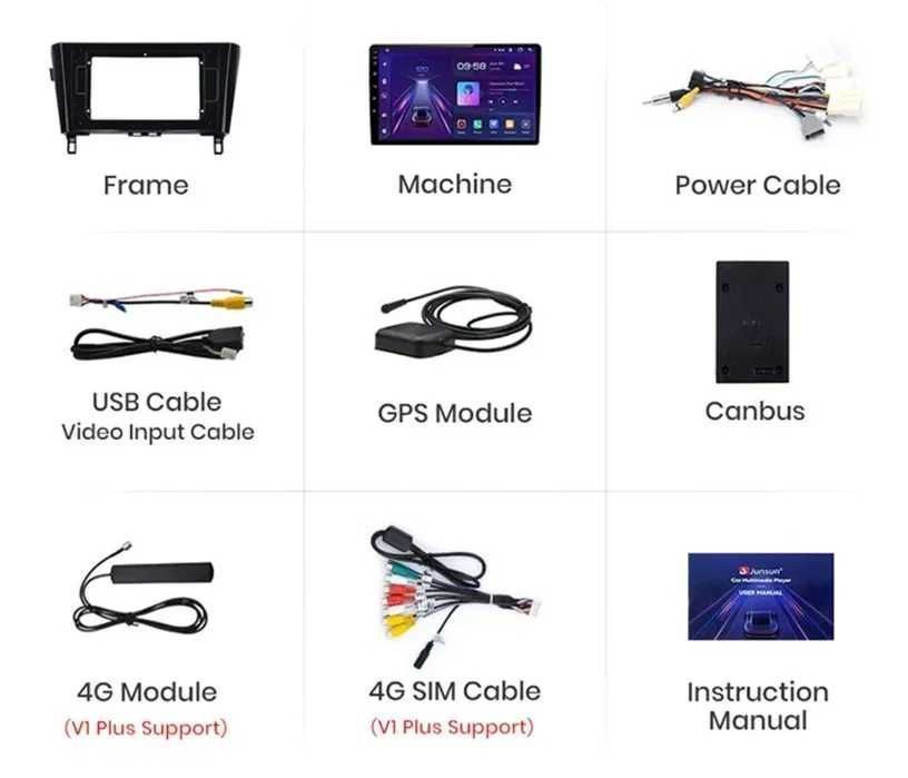 1-8GB Navigatie cu Android NISSAN QASHQAI J11 WiFI Bluetooth CARPLAY