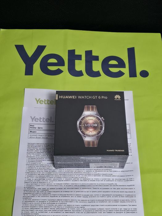 ЗАПЕЧАТАН 46mm Huawei watch GT 6 Pro Yettel Гаранция 2026г. Brown BT