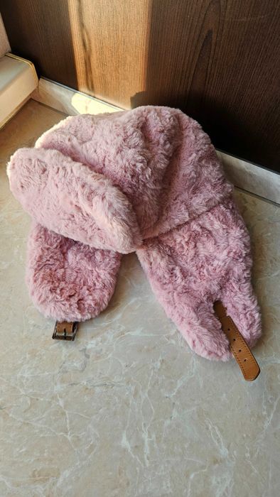 Шапка ушанка розовая