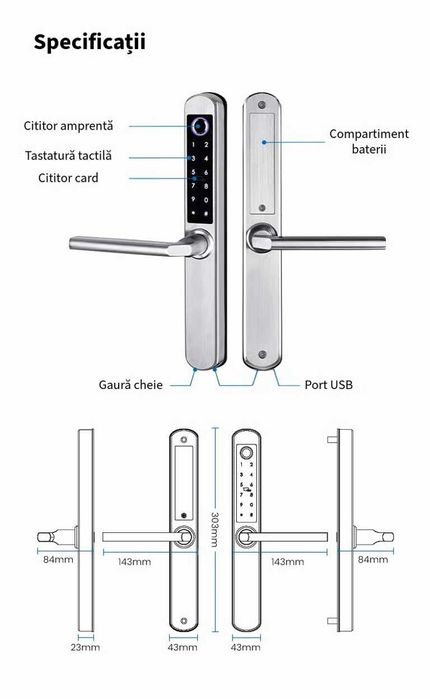 Yala inteligentă cu amprentă | Smart Lock Aurora cu aplicație TTLock