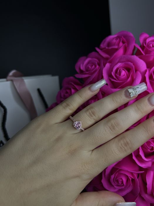 Inel pandora inima roz