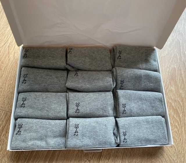 Set 6 perechi șosete gri noi 39–42 | Bumbac | În cutie