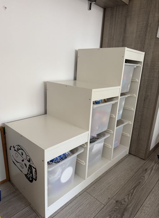 Ansamblu depozitare+cutii, alb/alb 94 x 43 x 94 cm -> provenienta IKEA