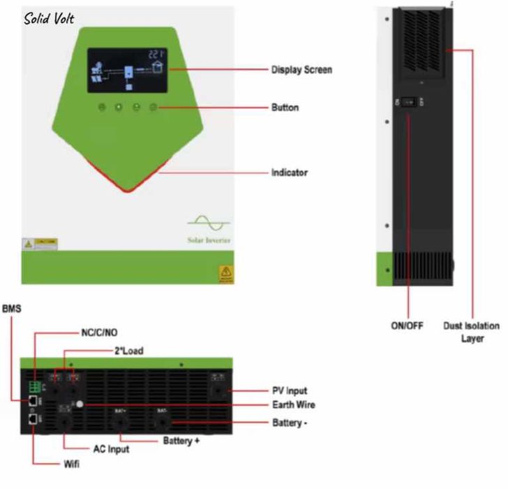 Invertor hibrid OFF-GRID Solid Volt 4.5kW 48V panouri solare