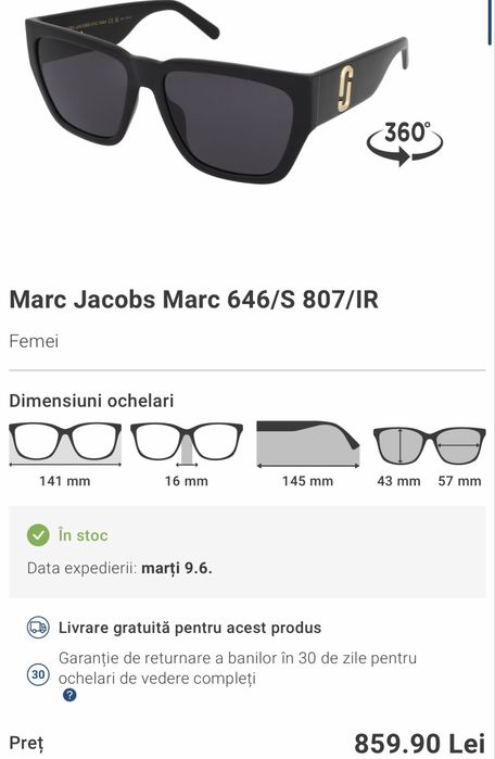 Vand ochelari de soare Marc Jacobs originali , ca noi