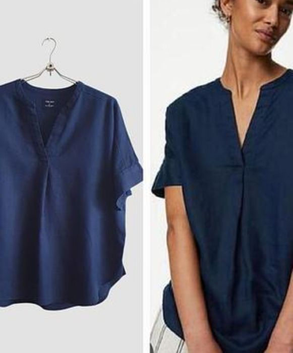 Блуза на лето из темносинего льна Mark's Spencer