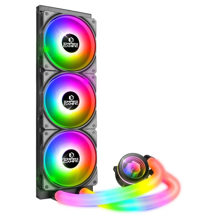 Empire Gaming Guardian P-W360 Racire Lichid AIO 360mm ARGB 3x120mm Intel LGA 1700 AMD AM5 Tuburi Transparente Iluminate Pompa Cupru Gaming PC Black
