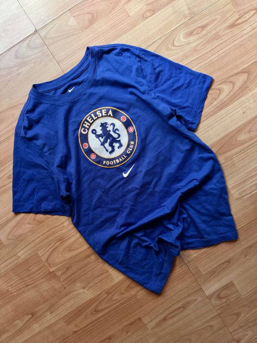 Tee T-shirt tricou football soccer crew neck Nike x Chelsea FC Premier League chest logo blue cotton