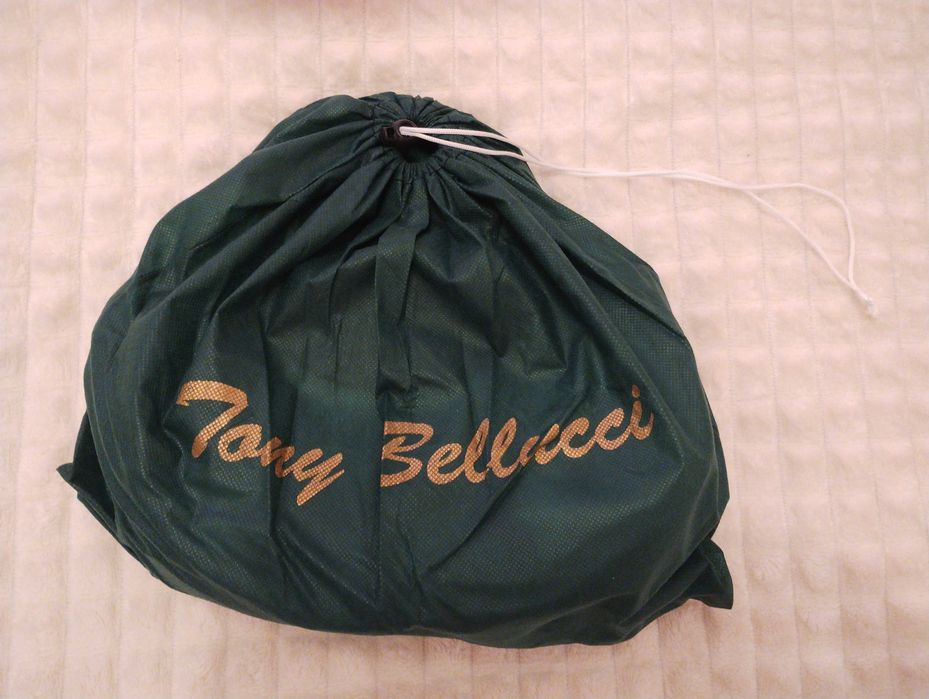 Кокетна нова дамска чанта Tony Bellucci, телешка кожа+абаносова дръжка