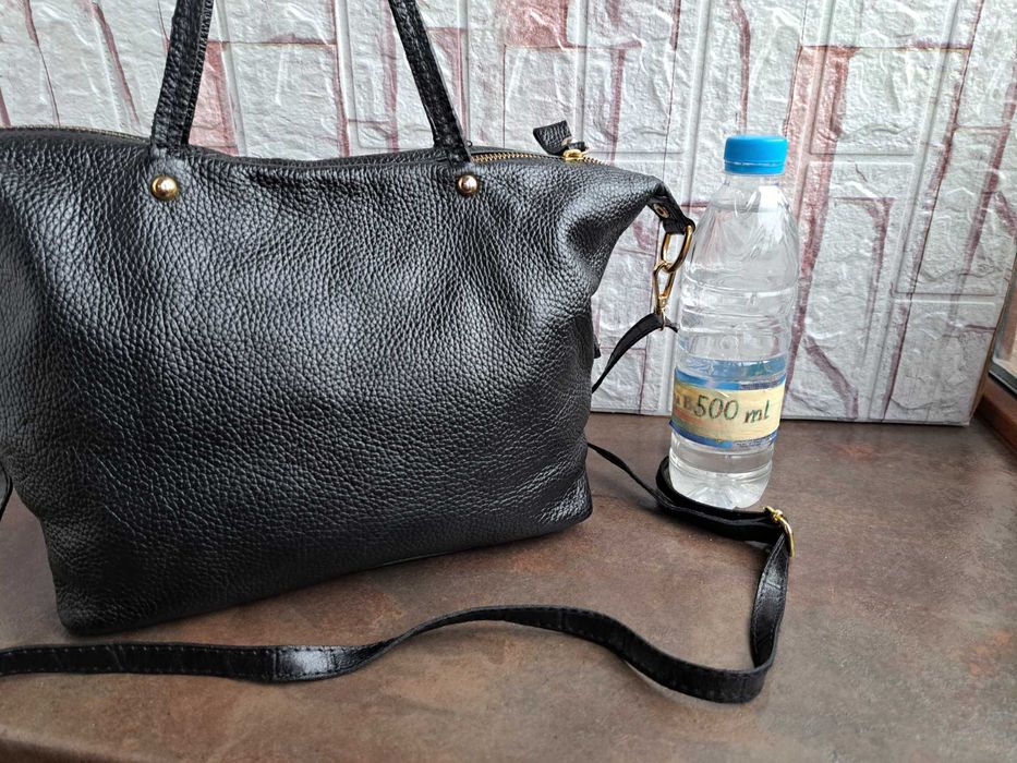 дамска чанта,малка черна чанта/естествена кожа