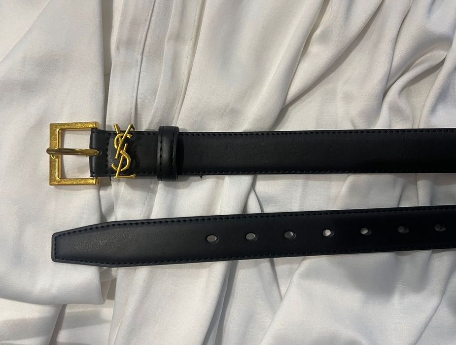 Черен кожен колан Y*S*L