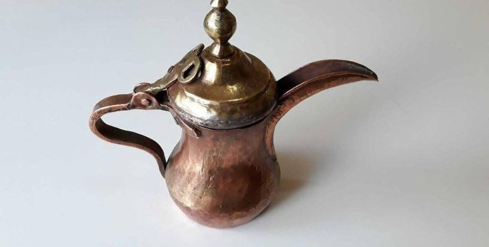 Cafetiera din cupru si alama Dallah Orientul Mijlociu,handmade