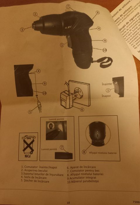 Șurubelniță cu acumulator de 4,8 V